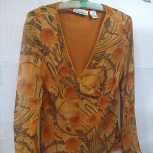 Light Silk Pullover Blouse. Lined. Sz S By NYC Design Co.